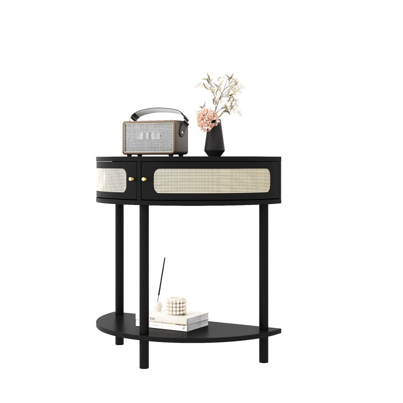 Table de bout décorative en bois avec éléments en demi-cercle