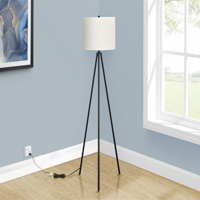 Lighting, 63"h, Floor Lamp, Brass Metal, Ivory / Cream Shade, Contemporary