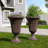 2-Pack Trophy Shaped Pedestal Planters, 23.6" Tall Outdoor Urn Flower Pots With Solid Base, Elegant Pattern, Weather-Resistant HDPE-116832555