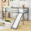 Lit simple mezzanine bas avec glissoire, échelle et garde-corps-107234943