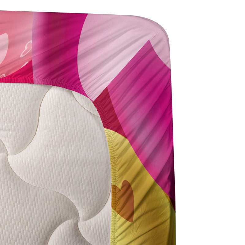 Ambesonne Valentines Day Sheet SetLove Pattern Balloon Hot Pink Ginger, Twin Sheet Set with 1 Pillowcase