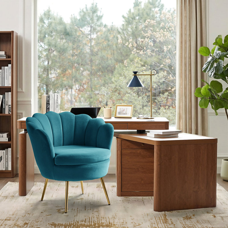 Hendrix Velvet Accent Chair, Blue Velvet