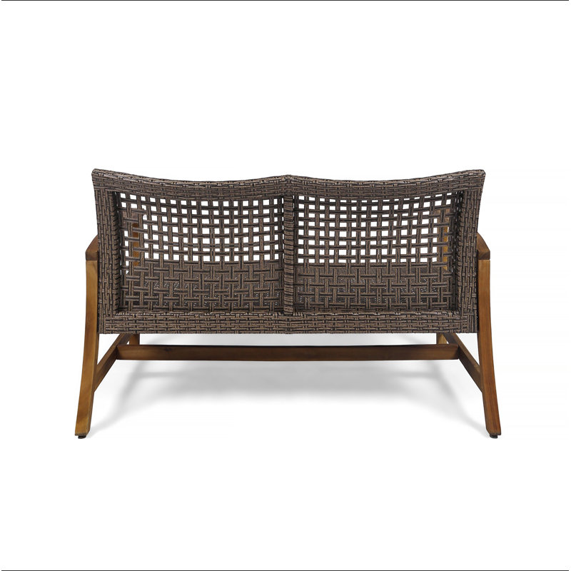 Hampton Wood + Wicker Loveseat, Brown