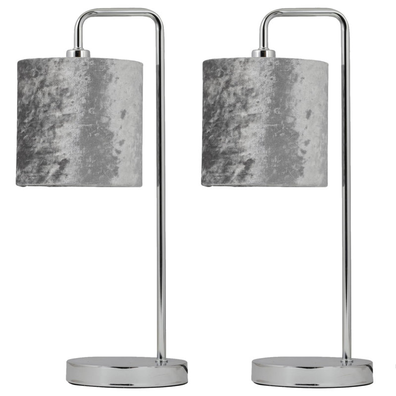 Toccoa 46Cm Polished Chrome Arched Table Lamp Set