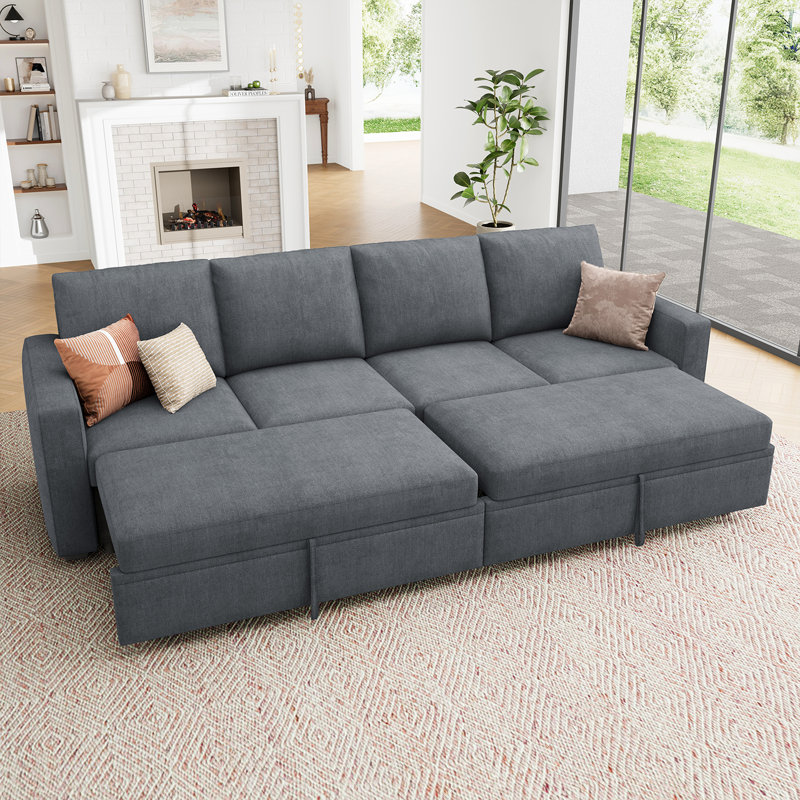 Canapé-lit modulaire Anureet Honbay, Mélange de polyester gris bleuté