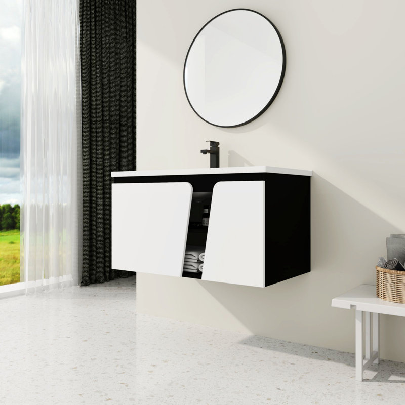 Meuble-lavabo flottant mural avec lavabo simple