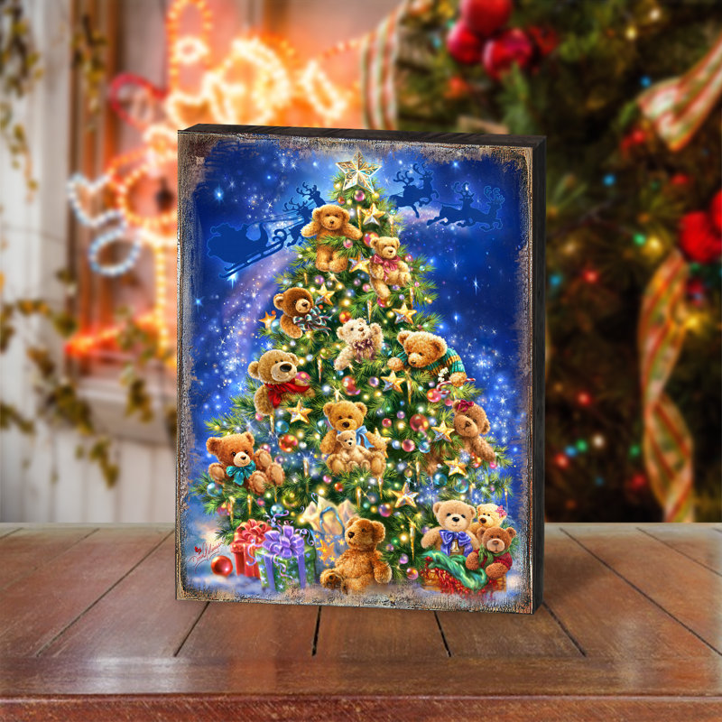 Bloc en bois teddy bear tree Mine, H 9 po x l 12 po x P 1 po