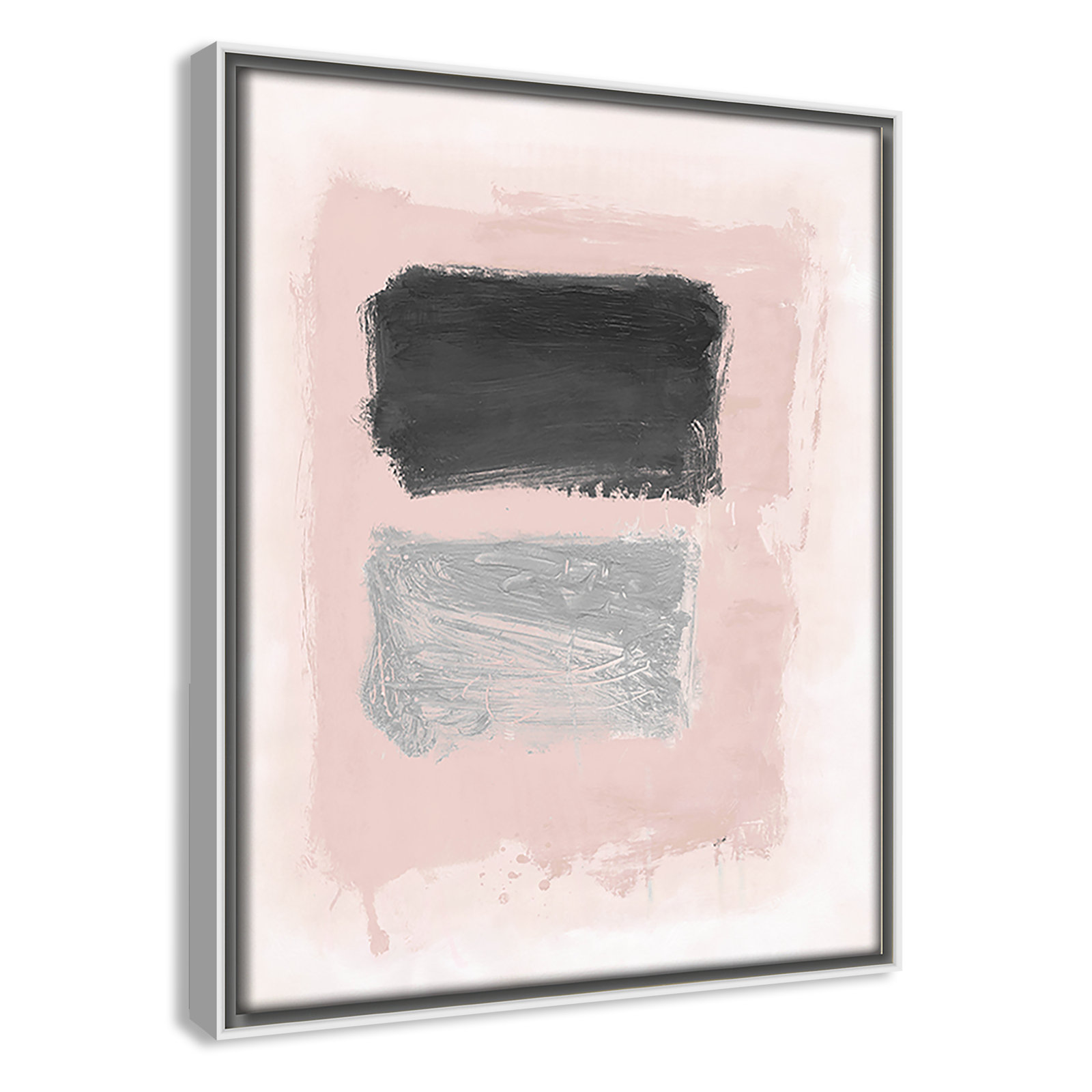 Gabor "Pink, Black and Silver Shimmer I" Print, 11.5" H x 9.5" W x 2" D, White