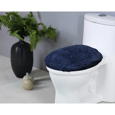 100% Cotton Tufted Toilet Lid Cover, Extra Soft & Machine Washable 18x18"