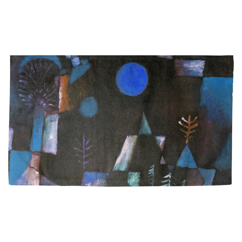 Tapis bleu-aire full moon Maglio, Rectangulaire 3 pi 3 po x 5 pi 3 po