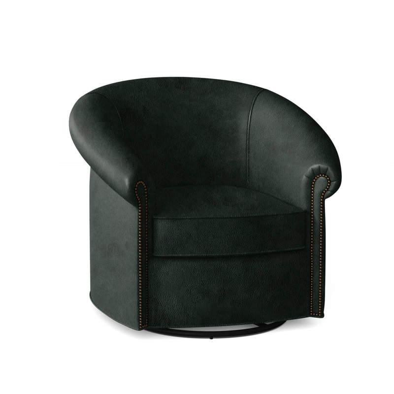 Stellan Leather Swivel Barrel Chair, Anilina Hunter Genuine Leather, Natural, Swivel Glider