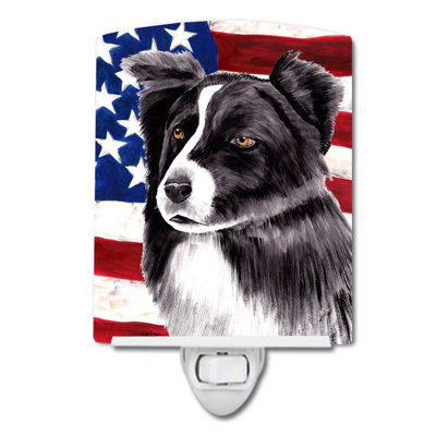 Drapeau américain avec éclairage en céramique terrier fox american