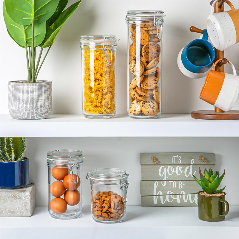 Fido Glass Storage Jars, 10cm H x 10.5cm W x 10.5cm D