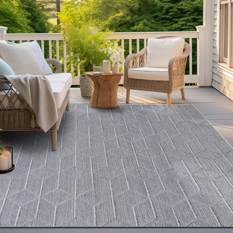 Tapis d'extérieur à treillis, Carré 7 pi 10 po