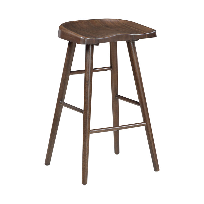 Ensemble de 2 tabourets de bar à finition brune avec siège en selle et structure en bois robuste