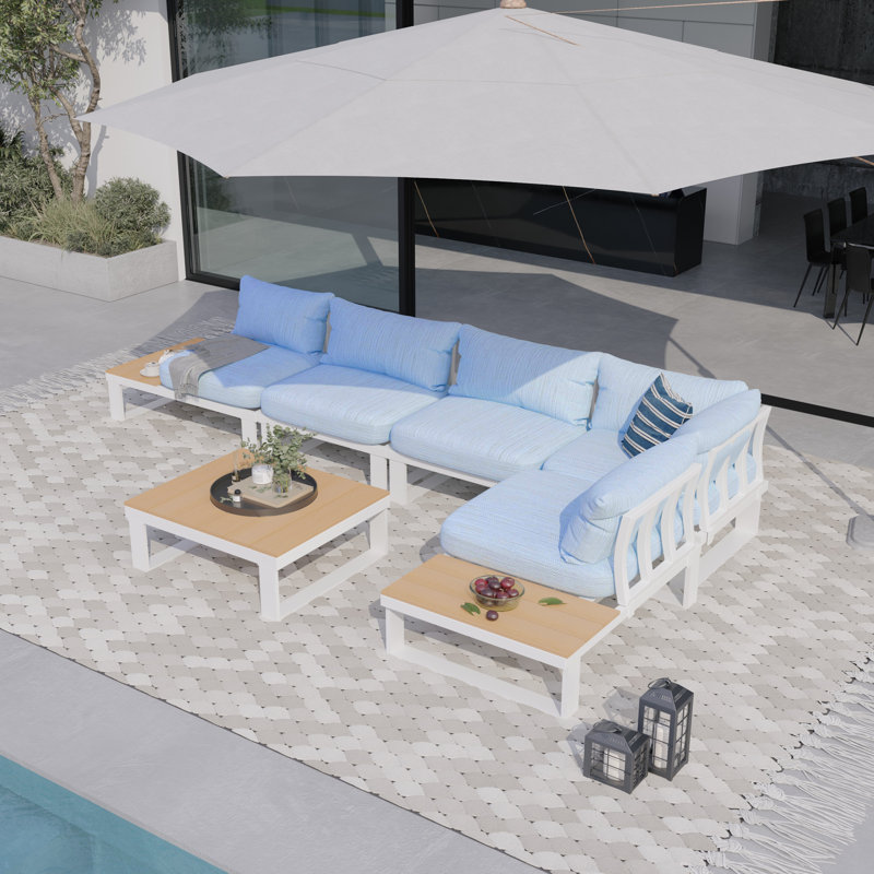 Aluminum Patio Conversation Set, Blue