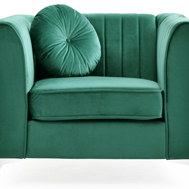 Fauteuil Chesterfield de 40,09 po Kordero, Velours vert