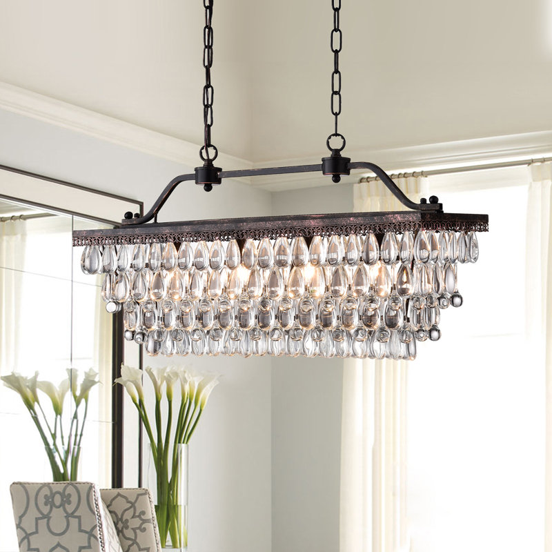 Atef 6 - Light Unique Tiered Chandelier, Antique Bronze, 4 Lights