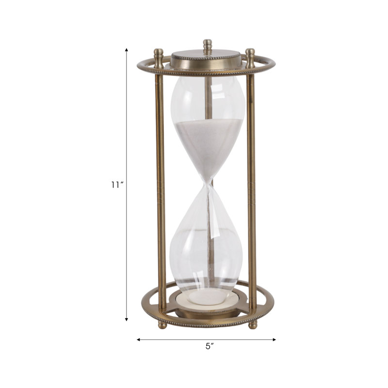 11" Verlice Metal Hourglass, Brown