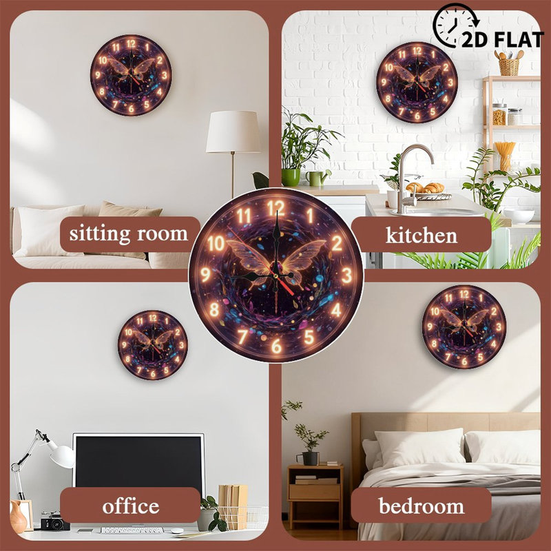 Horloge avec papillon lumineux