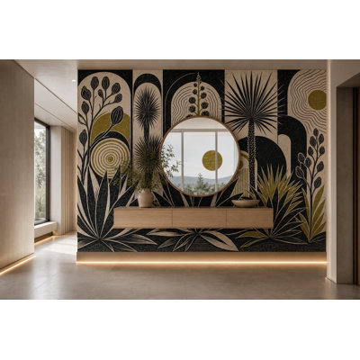 Muted Green Wallpaper Olive Botanical Wall Mural