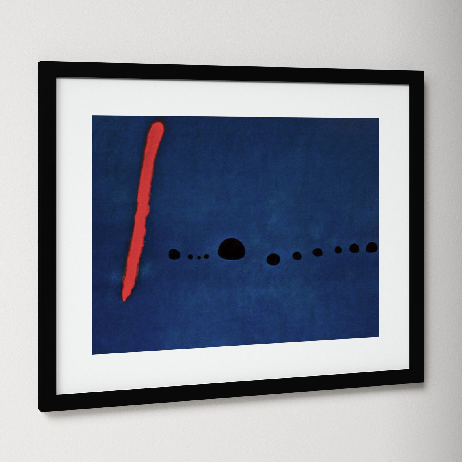 Bleu II Print by Joan Miro, Black Framed Paper, 17.12" H x 21.12" W x 0.88" D