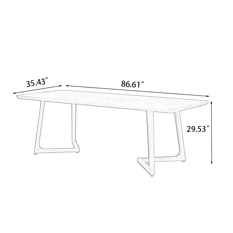 Table de salle à manger Burlywood, H 29,53 po x L 86,61 po x l 35,43 po