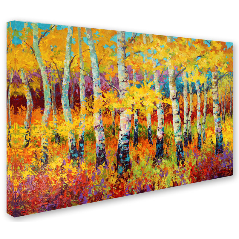 Autumn Birch Trees Abstract Landscape Canvas Art