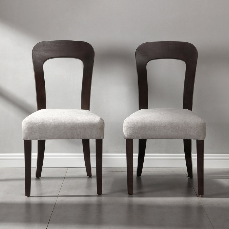 Ensemble de 2 chaises de salle à manger rembourrées, Gris, Marron foncé