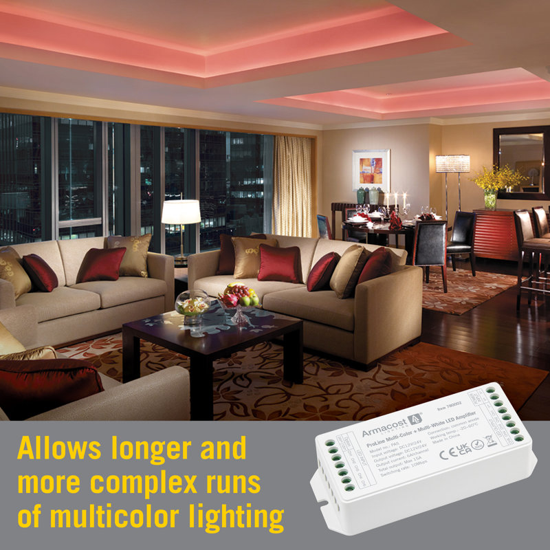 Compact Multicolor RGB+WW LED Amplifier for Strip Lights