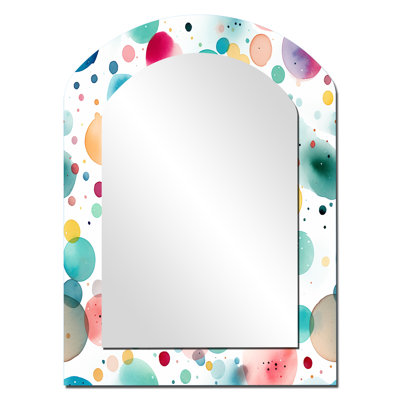 Watercolor Delight Polka Dots Pattern - Polka Dots Asymmetrical Mirror, Blue Arch Decorative Wall Mirror, Printed Metal Art