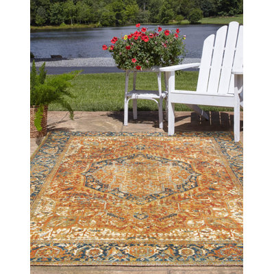 Tapis traditionnel rouille intérieur / extérieur Jaheim