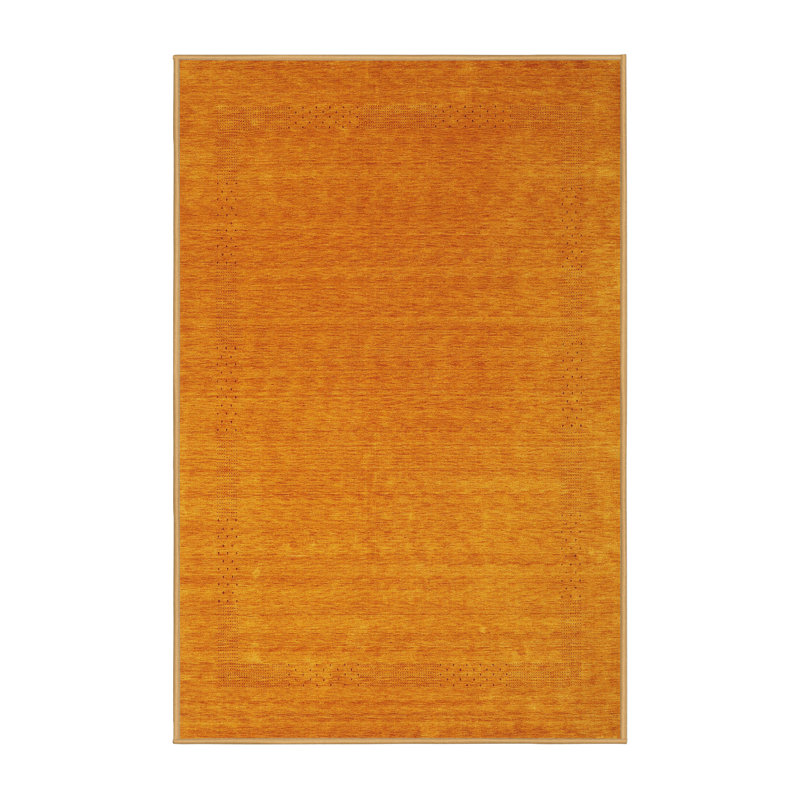 Tapis de zone orange contemporaine, Rectangle 5 pi x 7 pi