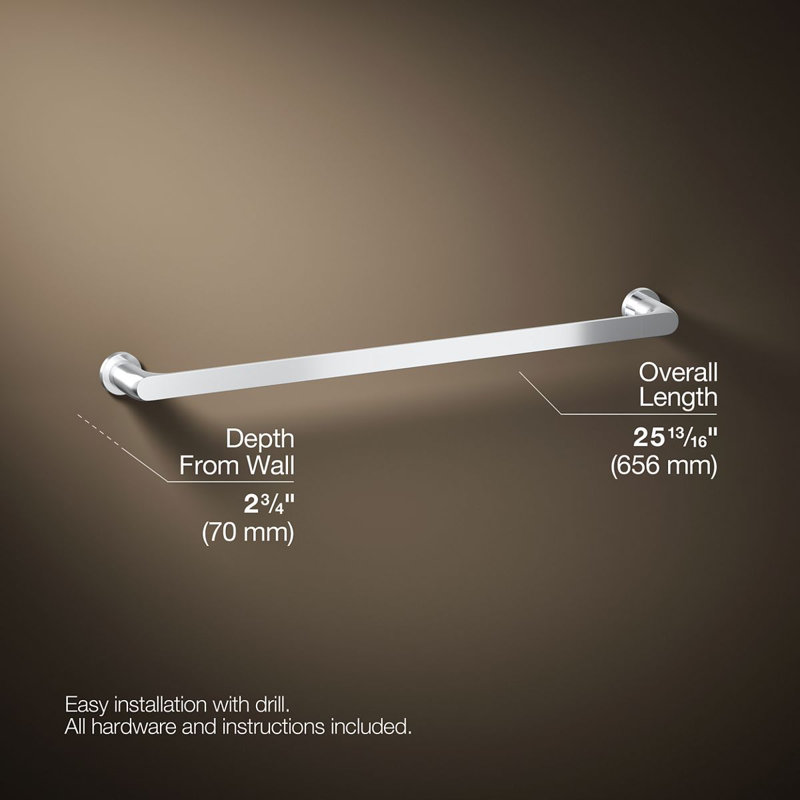 Avid Towel Bar, Polished Chrome, 24"W