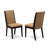 5 Piece Dining Table Set for 4 Includes a Round Kitchen Table with Dropleaf and 4 Light Sable Linen Fabric Parsons Dining Chairs, 42x42 Inch, Wirebrushed Black-1202168117-1196160626-1196160624