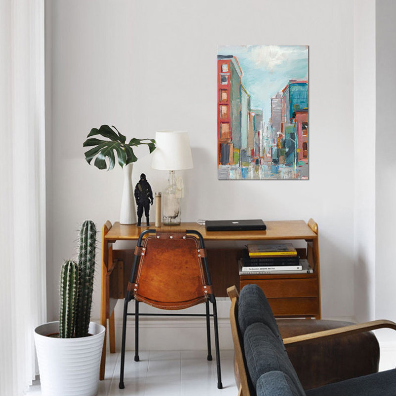 « centre-ville ii », impression sur toile, H 40 po x l 26 po x P 1,5 po, Toile tendue, Pas de tapis