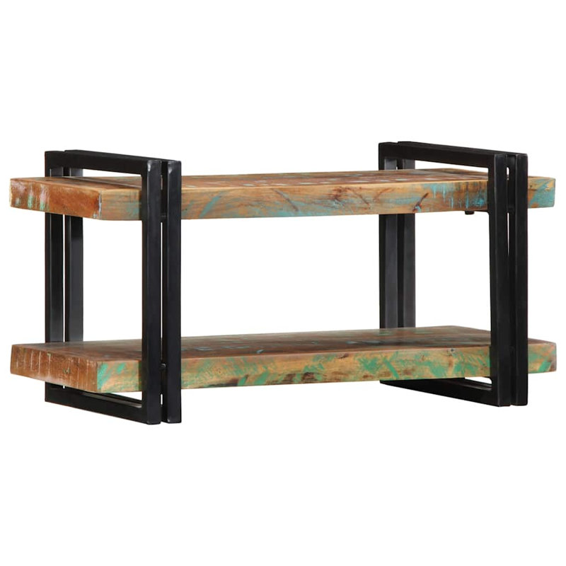 Solid Wood H Media Shelves, 35cm H x 70cm W x 33cm D, Multicolour