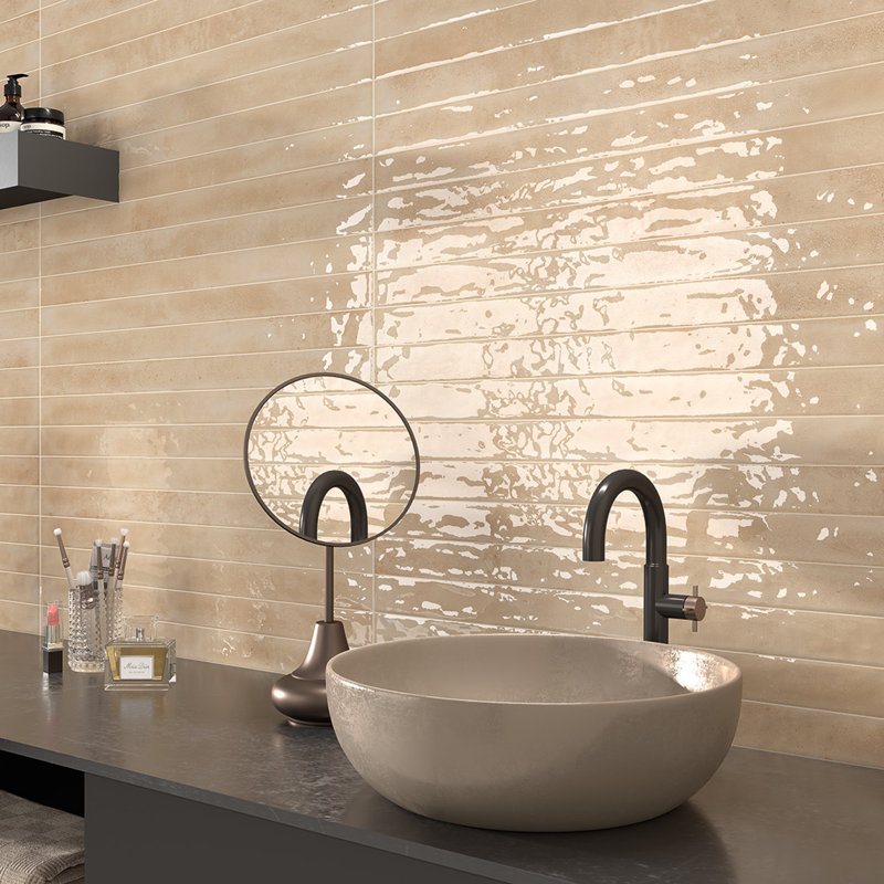 Carreau de mur en porcelaine zellige 2 po x 20 po Makalu, Beige-crème