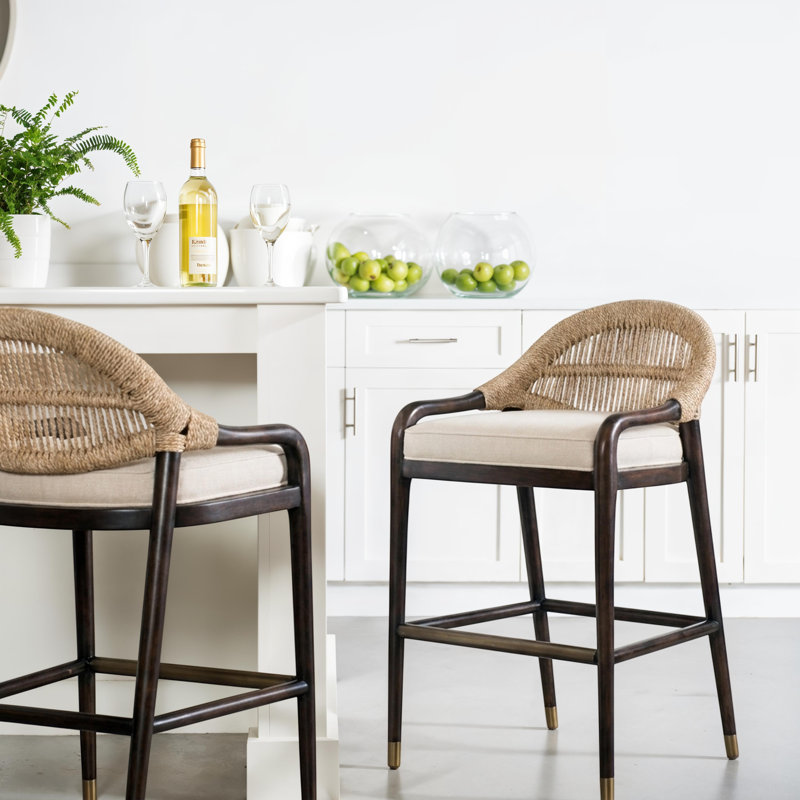 Caribe Upholstered Stool with Solid Wood Frame, Bar Stool (30.5" Seat Height)