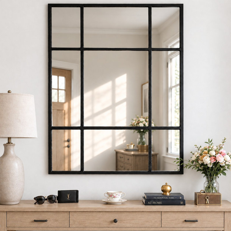 Flat Wall Mirror, 100cm x 75cm, Black