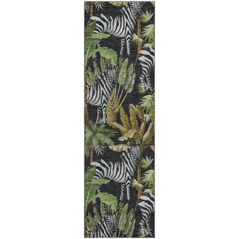 Premium Machine Washable Cerrito AMF208 Midnight Rug, Runner 2'3" x 7'6"