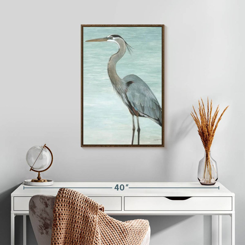 Grand héron, 17" x 25", Floating Frame Walnut