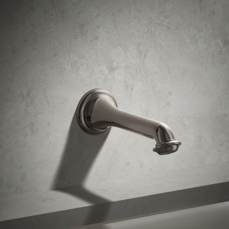 Artifacts Wall-Mount Bath Spout with Turned Design, Titanium