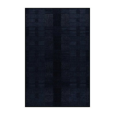 Machine Washable Checkered Grey Area Rug