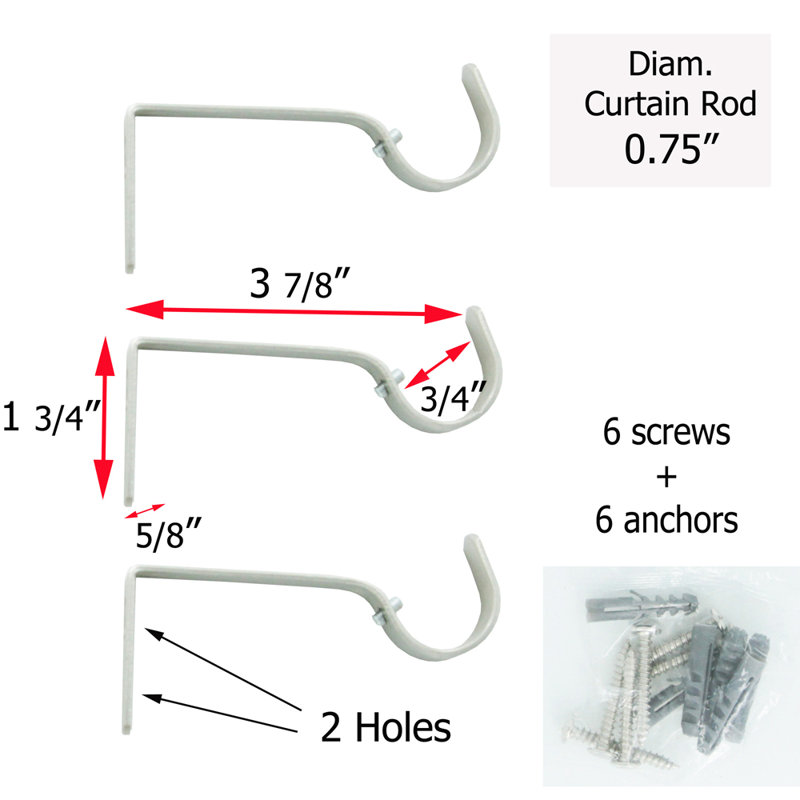 Tringle à rideaux simple réglable avec fleurons modernes - argent mat (50 à 82 pouces), Argent