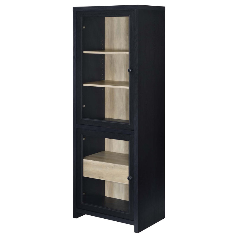 Tour média Kennison de 67 pouces avec tablettes réglables et rangement dissimulé, parfaite pour la vie moderne et l'organisation