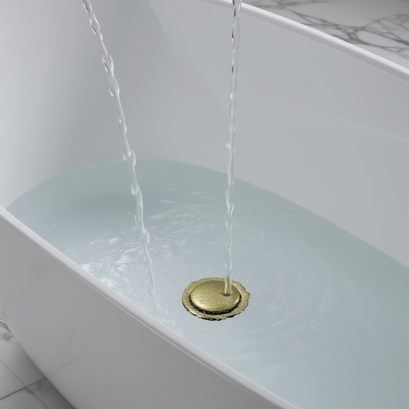 All Metal Tip-toe Bathtub Drain Kit With Two-hole Overflow Faceplate, Universal Fine & Coarse Thread Assembly, Fits Most Bathtubs, Brushed Gold