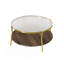 Table basse moderne à 2 niveaux avec plateau en verre