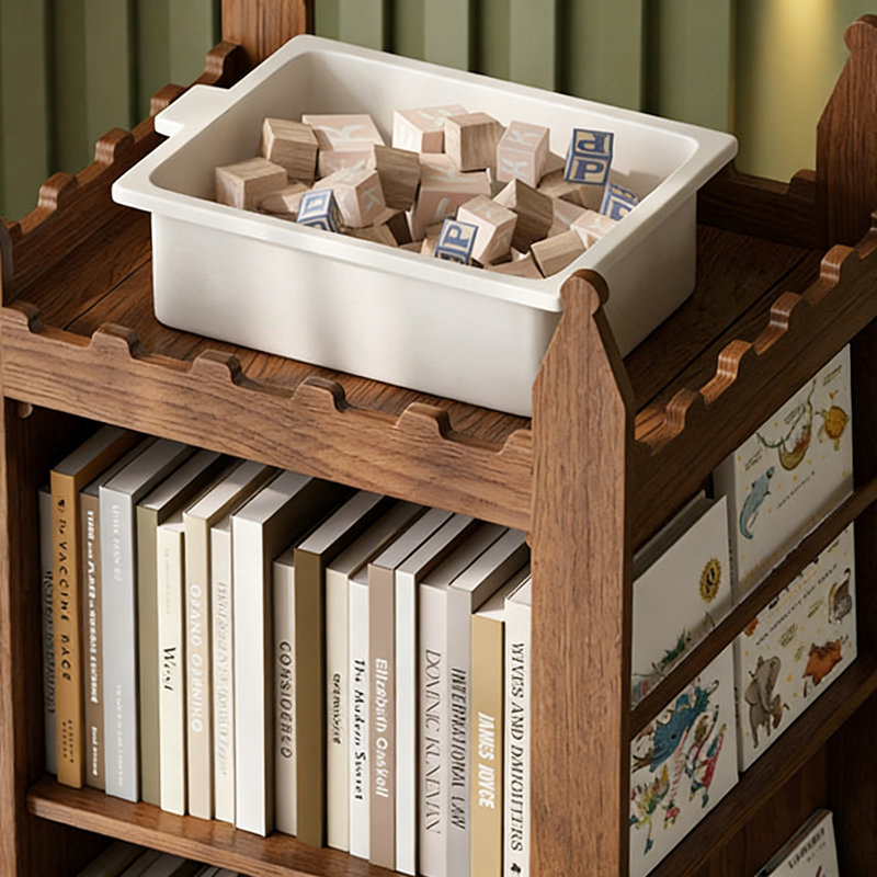 Bibliothèque rotative en bois massif brun noisette