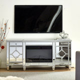 W 57" X D 15 " X H 25.6" Flash Silver Combination Tv Fireplace Cabinet
